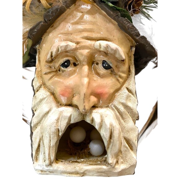 OLD WORLD Santa Claus Face Mini Treehouse Christmas Holiday Ornament w/Decor - Picture 8 of 10